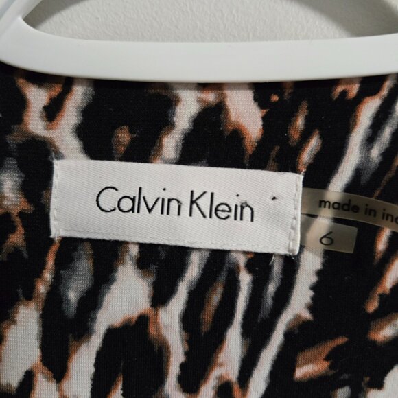 CALVIN KLEIN V-Neck Leopard Print Wrap Dress - Picture 7 of 7